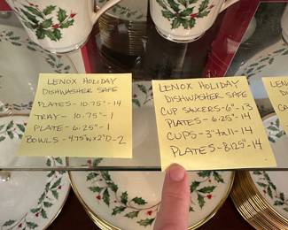 R93 - $950. Lenox Holiday. Dishwasher Safe. Made in the USA. 5 Piece Place settings for 14! + serving pieces.