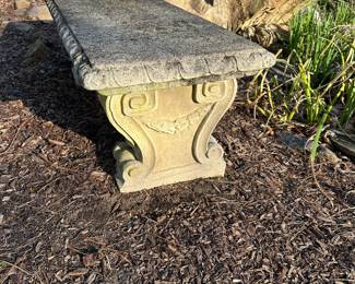 R89 - $100 Outdoor Concrete Garden Bench. Moves in 3 pieces.