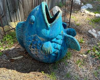 R62 - $60. Large Glazed Fish Planter.