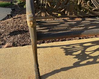 R90 - $750 EACH. (2 Available) HEAVY Iron Bench. Coalbrookdale Style - Medallion Pattern. Measures 75" long x 46" tall. You will need 2-4 people to lift this and hopefully you have a low trailer!