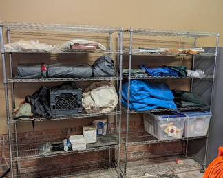 R45 - $75 Each. Large Metal Garage Shelving with wheels.