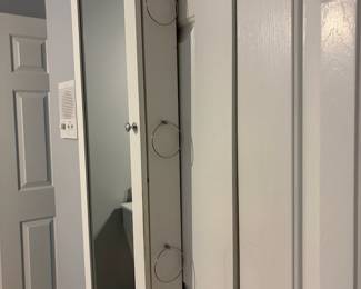 R5 - $50. Over the door Mirror & Jewelry Box. Measures 14" wide x 3.5" deep x 40" tall.