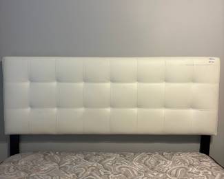 R9 - $125. Queen Faux Leather Bed. Headboard has some scuffs that look like they will clean off. Mattress is clean and comfortable!