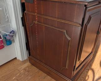 R46 - $150. Hooker Furniture L Shaped Office Desk from Furnitureland South. Right inside the door for easy loading. HEAVY! Bring help to load. Shows some light wear but sturdy!