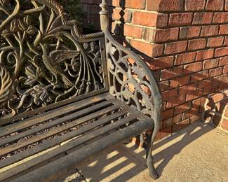 R90 - $750 EACH. (2 Available) HEAVY Iron Bench. Coalbrookdale Style - Medallion Pattern. Measures 75" long x 46" tall. You will need 2-4 people to lift this and hopefully you have a low trailer!