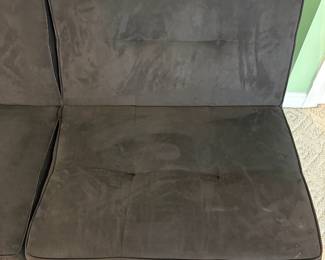 R19 - $65. Futon / Sofa Bed by Ameriwood Industries. Measures 68" wide x 43" deep x 13" tall. 28" tall as a sofa. Folds 1/4 size if needed!