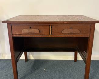 R33 - $30. 3 Drawer Wooden Desk. Measures 36.75" x 24" x 30" tall.