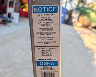 R50 - $125. 12' - Krause Extra Heavy 300#. MultiMatic Model #121482