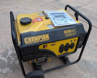 R44 - $400. Champion Generator. Model 100495. 6250 Starting Watt. 5000 Running Watt. Garage stored - never used!