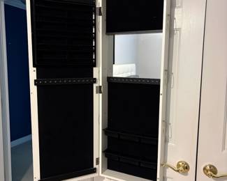 R5 - $50. Over the door Mirror & Jewelry Box. Measures 14" wide x 3.5" deep x 40" tall.