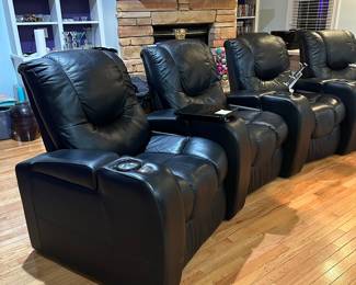 R1 - $2750. Palliser Power Reclining Sectional. Moves in 4 Pieces. Assembled it has a footprint 137". Each seat is 23" wide 36" deep x 42" tall. These are all electric so they have some weight to them. Please have a plan to move and help!