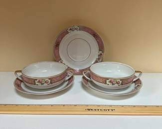 C84 - $15. DuBarry Czechoslovakia. 3 Saucers & 2 Soup Bowls. 