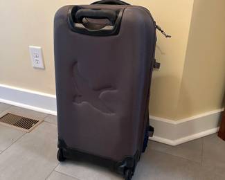 C74 - $40. Blue Eddie Bauer Expedition 26 Rolling Duffel Bag. In very good used condition. Zippers all work - lots of storage. 