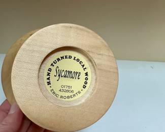 C54 - $25. Carved wood bowl. Eric Roberts. Hand Turned Local Wood Sycamore. 