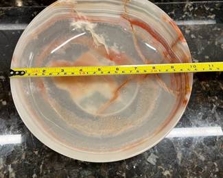 C35 - $30. Hand Carved Onyx Bowl. Measures 10". 