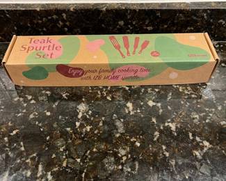 C37 - $20. Teak Spurtle Set. New in Box. 