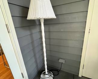 C29 - $20. Indoor / Outdoor Floor Lamp. Designed to look like Bamboo. Measures 63" tall.  Does have rust but would be great for another porch!