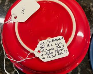 C102 - $100. Vintage Fiestaware USA HLC. 12 pcs. 4 dinner plates, 4 salad plates, 4 cereal bowls. Excellent condition!