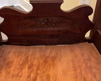C6 - $40.  Hand made Mahogany Doll Bed. Made in the 1950s. Needs a piece of foam for a replacement mattress! Measures 29” wide x 22” deep x 22.25” tall