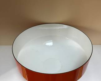 C70 - $75. Large 12" Copco Enameled Bowl in Orange. Made in Switzerland - Michael Lax Design. Very good condition! No chips, crazing etc. 
