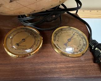C66 - $65. World Discoverer Globe Lamp with Barometer, Hydrometer & Thermometer