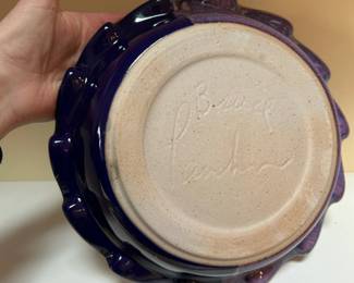C52 - $15. Pottery Pie Plate signed Bruce P -. Excellent Condition!