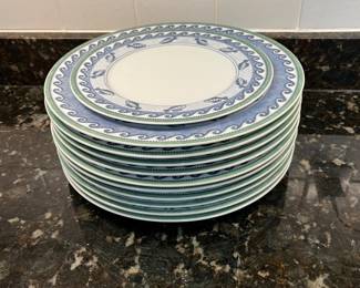 C21 - $200. Villeroy & Boch Switch3 Corsica Plates - set of 11. (10- 10.5" Dinner Plates. 1 - 8.5" salad plate.)