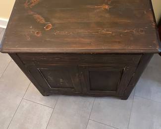 C8 - $40. Antique Cabinet / Wash Stand. Needs some repairs. Measures 30.75” wide x 17.25” deep x 28” tall