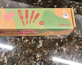 C37 - $20. Teak Spurtle Set. New in Box. 