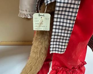 C72 - $75. Vintage Harrods. Jane's Originals. Welsh Lady Mouse Door Stop with original tag. Excellent Condition. 