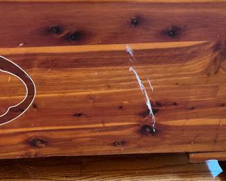 C30 - $60. Lane Cedar Chest. Measures 48" x 19" x 17" tall. Has some minor surface damage and legs have been repaired but overall very good condition!
