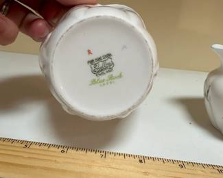 C87 - $10. Shelley England Blue Rock Creamer & Sugar. 