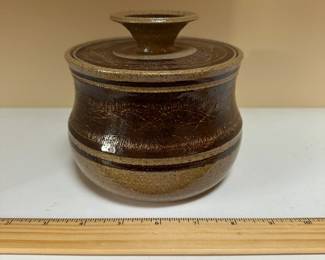 C92 - $15. Vintage Pottery Lidded Vessel. 