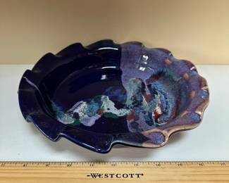 C52 - $15. Pottery Pie Plate signed Bruce P -. Excellent Condition!