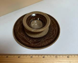 C92 - $15. Vintage Pottery Lidded Vessel. 