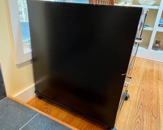 C12 - $30. Office Depot Filing Cabinet with Key. Measures 18.25” wide x 26.75” deep x 30.75” tall