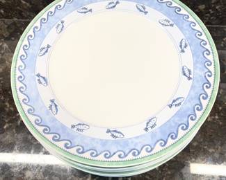 C21 - $200. Villeroy & Boch Switch3 Corsica Plates - set of 11. (10- 10.5" Dinner Plates. 1 - 8.5" salad plate.)