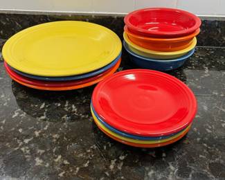 C102 - $100. Vintage Fiestaware USA HLC. 12 pcs. 4 dinner plates, 4 salad plates, 4 cereal bowls. Excellent condition!