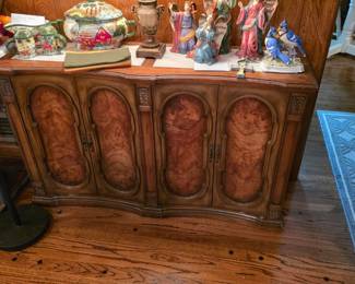 Burl walnut furniture with marble inlay