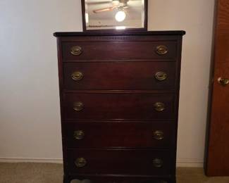 Antique chest of drawers and separate mirror