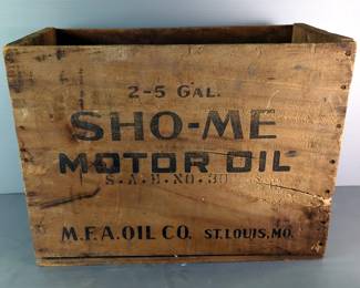 SHO-ME Motor Oil Vintage Wooden Crate