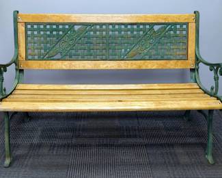 Wood And Metal Outdoor Bench, 32" x 49" x 24" 
