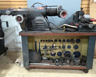 Ammco Brake Drum Lathe With Infimatic Feed, Safe-Arc Brake Shoe Grinder And Twin Facing Tool, On Rolling Work Station