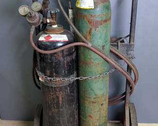 Oxygen And Acetylene Welding Cart With Tanks And Torch