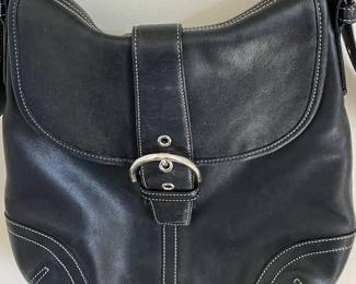 $35 Soft Supple Leather Vintage Coach Soho Leather Buckle Flap Shoulder Crossbody Bag Black Style 8480