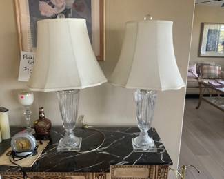 Pair glass lamps $60
