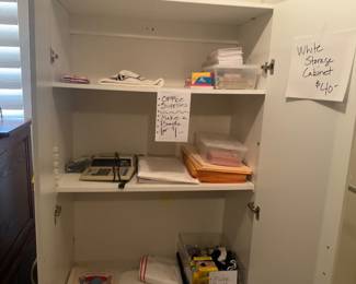 Office supplies, white cabinet $40