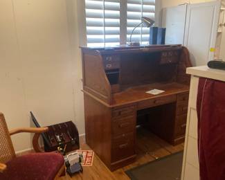 Roll top desk and chair