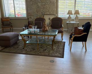 Gold and glass coffee table $150