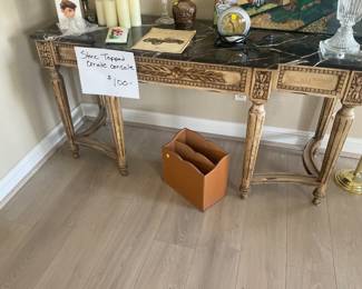 Stone topped console $100
